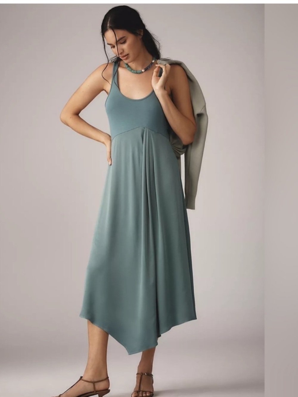 Anthropologie Gemini Dress Only Women’s Medium Teal Asymmetrical Midi T